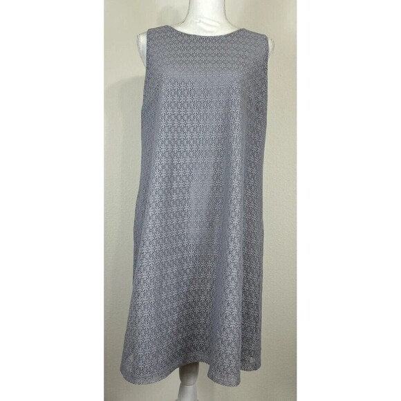 Anne Klein Sleeveless Gray Lace Eyelet Mini Shift Dress Size 12 - Picture 1 of 12